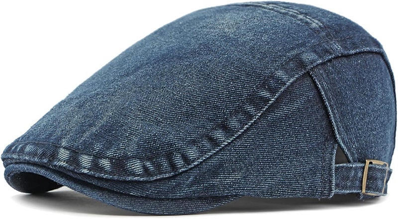 PTDTSHOU Newsboy Cap for Men Adjustable Flat Ivy Gatsby Cabbie Driving Hat Breathable Denim Cotton Golf Cap - Image 1